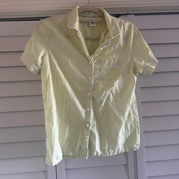 Liz Claiborne Other - Liz Claiborne Light Green Short Sleeve Pajama Button-Up Top